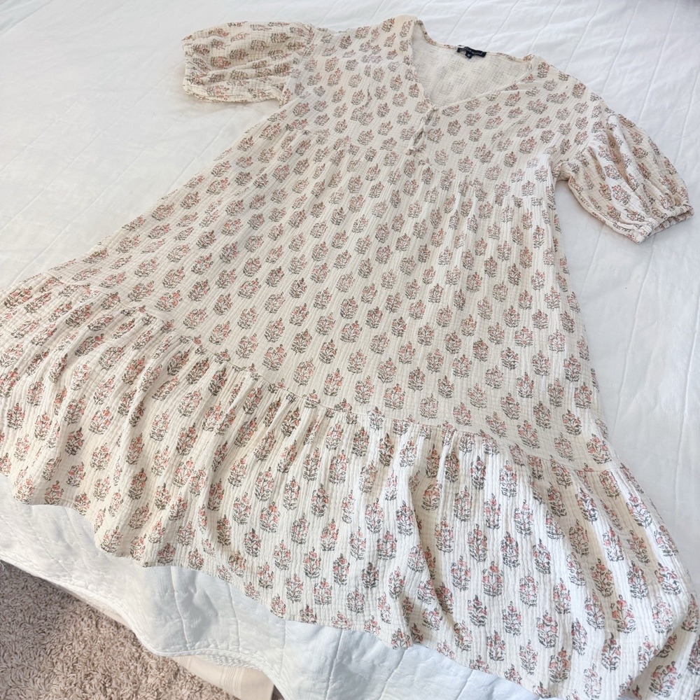 Wishlist‎ Apparel Dress Womens MEDIUM Midi Floral Cottagecore Flowy Cotton Loose